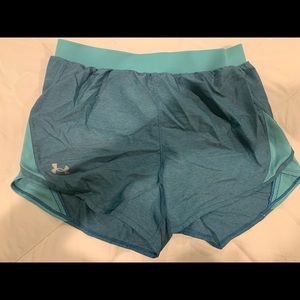 Under Armour Athletic shorts. Blue/teal/gray. Size-SM. Worn once. New condition.